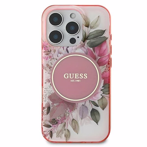 Guess IML Gėlių ir Tonalinių Ratų Magnetinis dėklas iPhone 16 Pro Max - rožinis