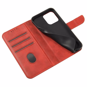 Magnetinis dėklas Samsung Galaxy S23+ su atverčiamu piniginės dangteliu ir stovu raudona