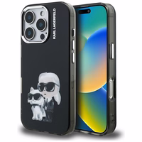 Karl Lagerfeld IML Aquarelle Karl & Choupette & Logo deklas iPhone 16 Pro Max - juodas