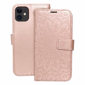 MEZZO knygos tipo dėklas telefonui IPHONE 11 su mandala, rožinis auksas