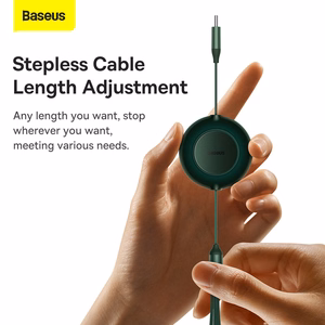 Kabelis Bright Mirror 2 3 in 1 - Type C į Micro USB, Lightning, Type C - 100W 1,1 metro (CAMJ010206) žalias