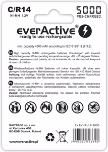 Įkraunamos baterijos everActive Ni-MH R14 C 5000 mAh Professional Line