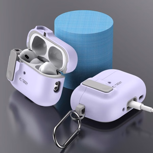 Tech-Protect Slim Hook dėklas su karabinu, skirtas Apple AirPods Pro 1 / 2 – violetinis