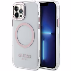 Guess GUHMP12MHTRMP iPhone 12/12 Pro 6.1" rožinis/rožinis hard dėklas Metal Outline Magsafe