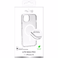 Puro Lite Mag Pro magnetinis silikoninis dėklas telefonui iPhone 15 - permatomas