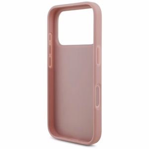 Guess PU Fixed Glitter 4G Metal Logo dėklas Apple iPhone 18 Pro, rožinis