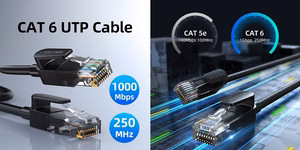 Kabelis Cat6 UTP, 1m, juodas