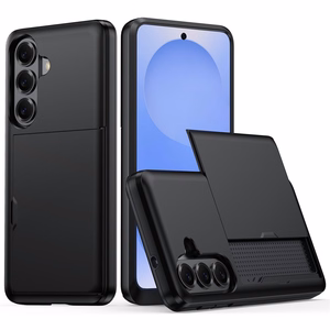 AMORUS dėklas su slankiojančiu kortelių laikikliu, skirtas „Samsung Galaxy S26“ – juodas