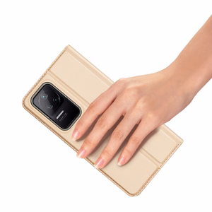 Dux Ducis Skin Pro atverčiamas dėklas telefonui Xiaomi Poco F4 5G auksinis