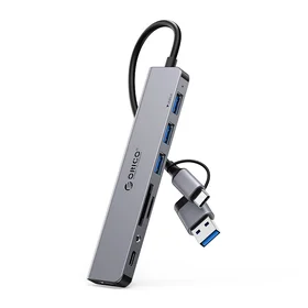 Orico YSA8-U3 USB-A/USB-C Hub prijungimo stotelė 3x USB-A 2.0 + 1x USB-A 3.0 + 1x USB-C 2.0 + 1x 3.5mm Audio + 2x TF&SD - pilka