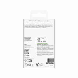 Puro TPE 10W USB-A - USB-C 3m kabelis - baltas