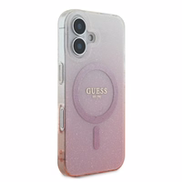 Guess IML Blizgantis gradientas Magnetinis dėklas telefonui iPhone 16 Plus - rožinis