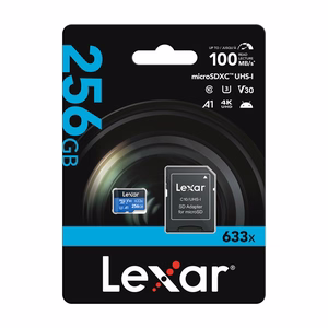 „Lexar“ aukštos kokybės 633x microSDXC 256 GB atminties kortelė + SD adapteris