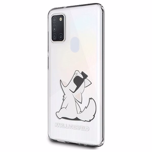 Karl Lagerfeld Choupette Fun dėklas Samsung Galaxy M21 - Skaidrus