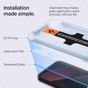 Spigen Glas.tR EZ Fit grūdintas stiklas iPhone 13 / 13 Pro / 14 / 16e – 2 vnt.