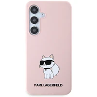 Karl Lagerfeld silikoninis Choupette dėklas telefonui Samsung Galaxy S24+ - rožinis