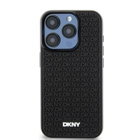 DKNY 3D Guminis dėklas su pasikartojančiu raštu iPhone 15 Pro - juodas