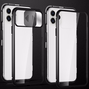 Wozinsky Magnetinis Cam Slider dėklas pilnas kūno dangtelis su įmontuotu priekiniu stiklo lęšiu apsauga Huawei P40 juodas