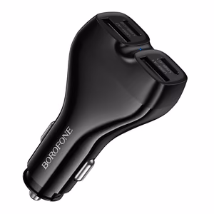 Juodas automobilinis įkroviklis Borofone BZ35 Leader – 2 x USB-C + USB, PD 30W