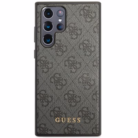 Guess GUHCS23LG4GFGR S23 Ultra S918 pilkas/pilkas kietas dėklas 4G Metalinis Auksinis Logotipas