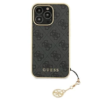 Guess GUHCP13XGF4GGR iPhone 13 Pro Max 6.7" pilkas kietas dėklas 4G Žavesių Kolekcija