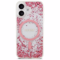 "Guess Resin Bottom Glitter MagSafe" dėklas "iPhone 17" - rožinis
