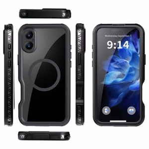 Atsparus vandeniui dėklas SHELLBOX GT suderinamas su MagSafe IPHONE 16 Plus juodas