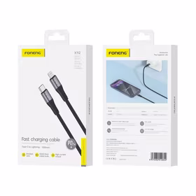 FONENG laidas X112 USB-C - Lightning PD 27W 1M juodas