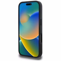 Karl Lagerfeld Grained Pattern & Logo MagSafe Dėklas for iPhone 16 Pro - juodas