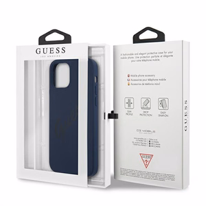 Guess GUHCP12LLSVSBL iPhone 12 Pro Max 6.7" mėlynas/mėlynas kietas dėklas Script Vintage