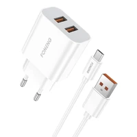 Greitas įkroviklis Foneng 2x USB EU45 12W + USB Micro kabelis