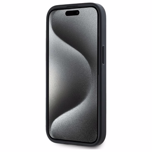 DKNY Grained Metal Logo Magnetinis iPhone 15 dėklas - smėlio spalvos