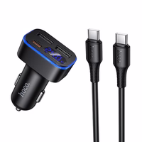 Įkroviklis automobilinis Hoco Z63A 42W (2xUSB 1xUSB-C LCD) juodas
