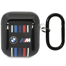 BMW BMA222SWTK AirPods 1/2 dėklas juodas/juodas su daugiaspalvėmis linijomis