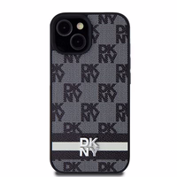 DKNY odinis languotas mono raštas ir spausdintos juostelės dėklas iPhone 15/14/13 - juodas