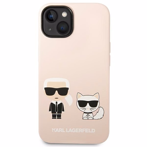 Karl Lagerfeld KLHMP14MSSKCI iPhone 14 Plus 6.7 "kietas dėklas šviesiai rožinis / šviesiai rožinis Silikoninis Karlas & Choupette Magsafe