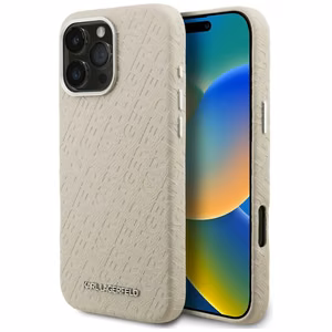 Karl Lagerfeld FW Stamped Karl MagSafe Dėklas iPhone 16 Pro Max - smėlio