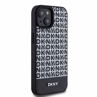 DKNY Odinis spausdintas raštas metalinis logotipas Magnetinis dėklas iPhone 15 / 14 / 13 - juoda