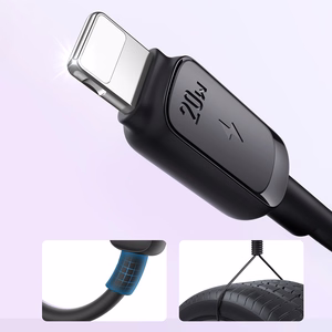 Joyroom Multi-Color Series A14 USB-C / Lightning 20W kabelis 1.2 m - juodas