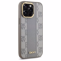 DKNY Odinis languotas mono raštas Magnetinis dėklas telefonui iPhone 14 Pro Max - smėlio spalvos
