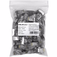 Qoltec 54556 RJ45 modulinė jungtis | CAT6 | FTP |Auksuoti kontaktai | 100 vienetų
