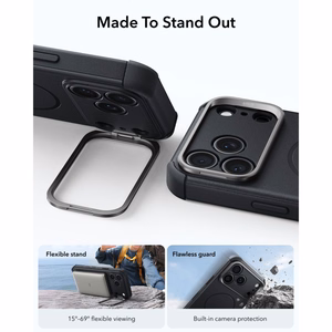 ESR Cyber Tough Kickstand MagSafe dėklas, skirtas iPhone 18 Pro / 17 Pro, juodas