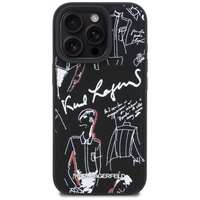 Karl Lagerfeld Grained Pattern & Logo MagSafe Dėklas for iPhone 16 Pro - juodas