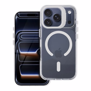 Dėklas LENS MAG COVER suderinamas su MagSafe skirtas IPHONE 15 PRO MAX baltas