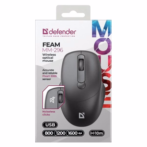 MOUSE DEFENDER FEAM MM-296 RF SILENT BLACK