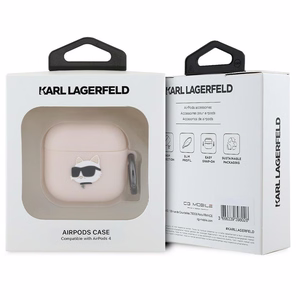 Karl Lagerfeld silikoninis Choupette galvos 3D dėklas AirPods 4 - rožinė