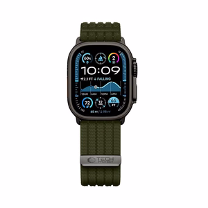 Tech-Protect Nylon Sport nailoninis sportinis dirželis, skirtas Apple Watch 44 / 45 / 46 / 49 mm, tamsiai žalias