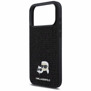 Karl Lagerfeld Rhinestones Karl&Choupette Pin Case for iPhone 17 Pro Max - Juodas