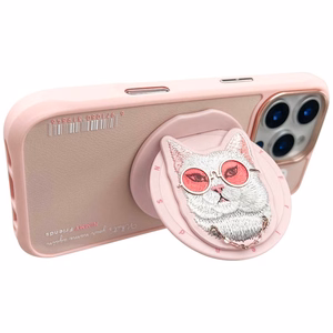 Nimmy Glasses Cool Cat MagSafe dėklas telefonui iPhone 16 Pro Max – rožinis