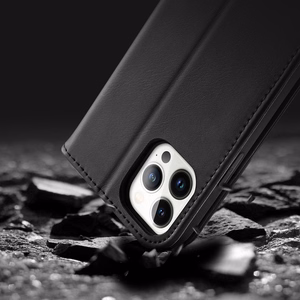 Dux Ducis Hivo odinis atverčiamas dėklas tikros odos piniginė kortelėms ir dokumentams iPhone 14 Pro Max ruda